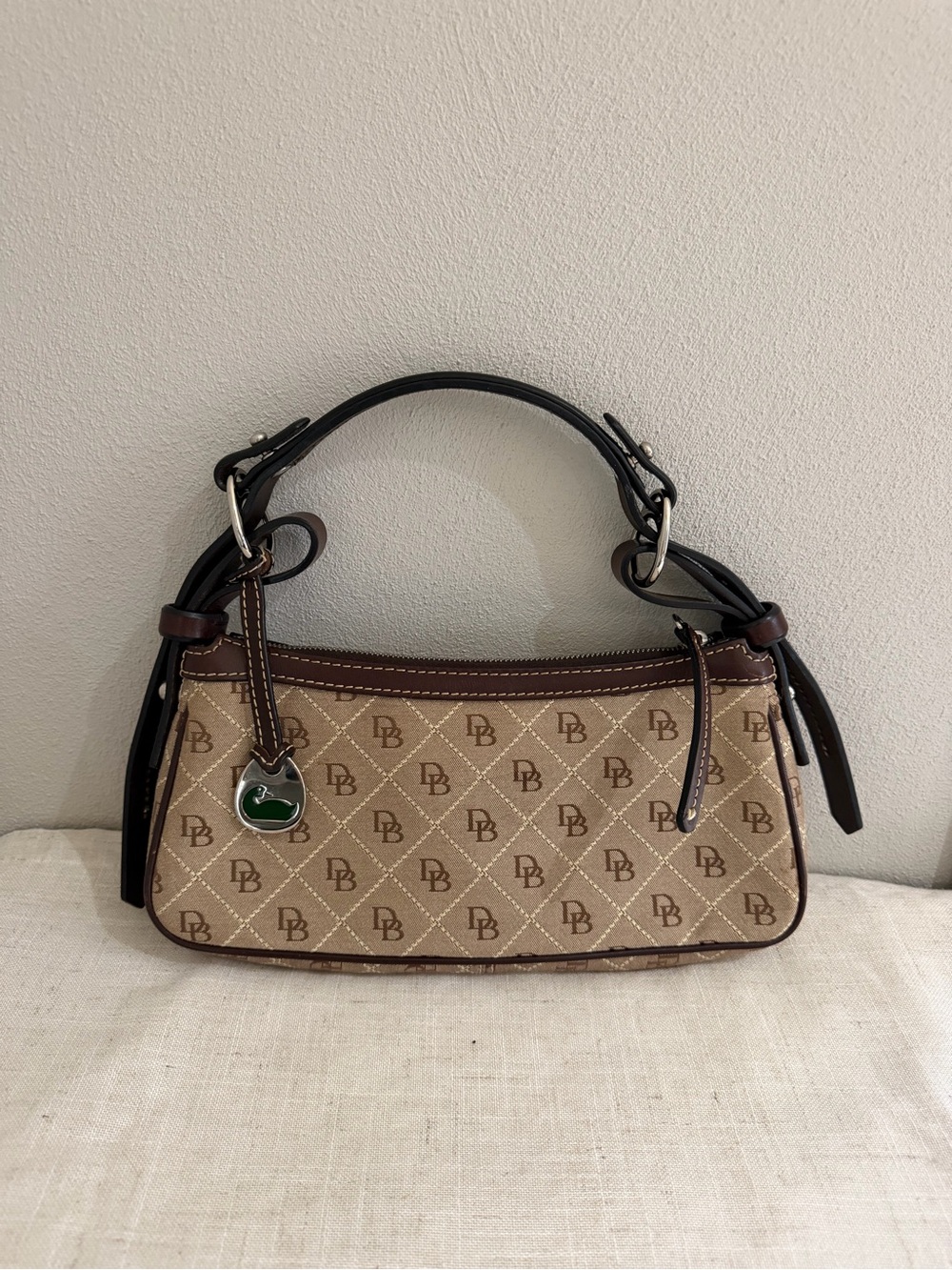 Dooney & Bourke Beige and Brown Logo Soho Shoulder Bag